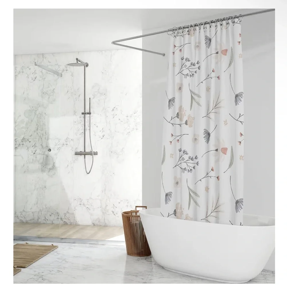 Floral Shower Curtain with Hooks